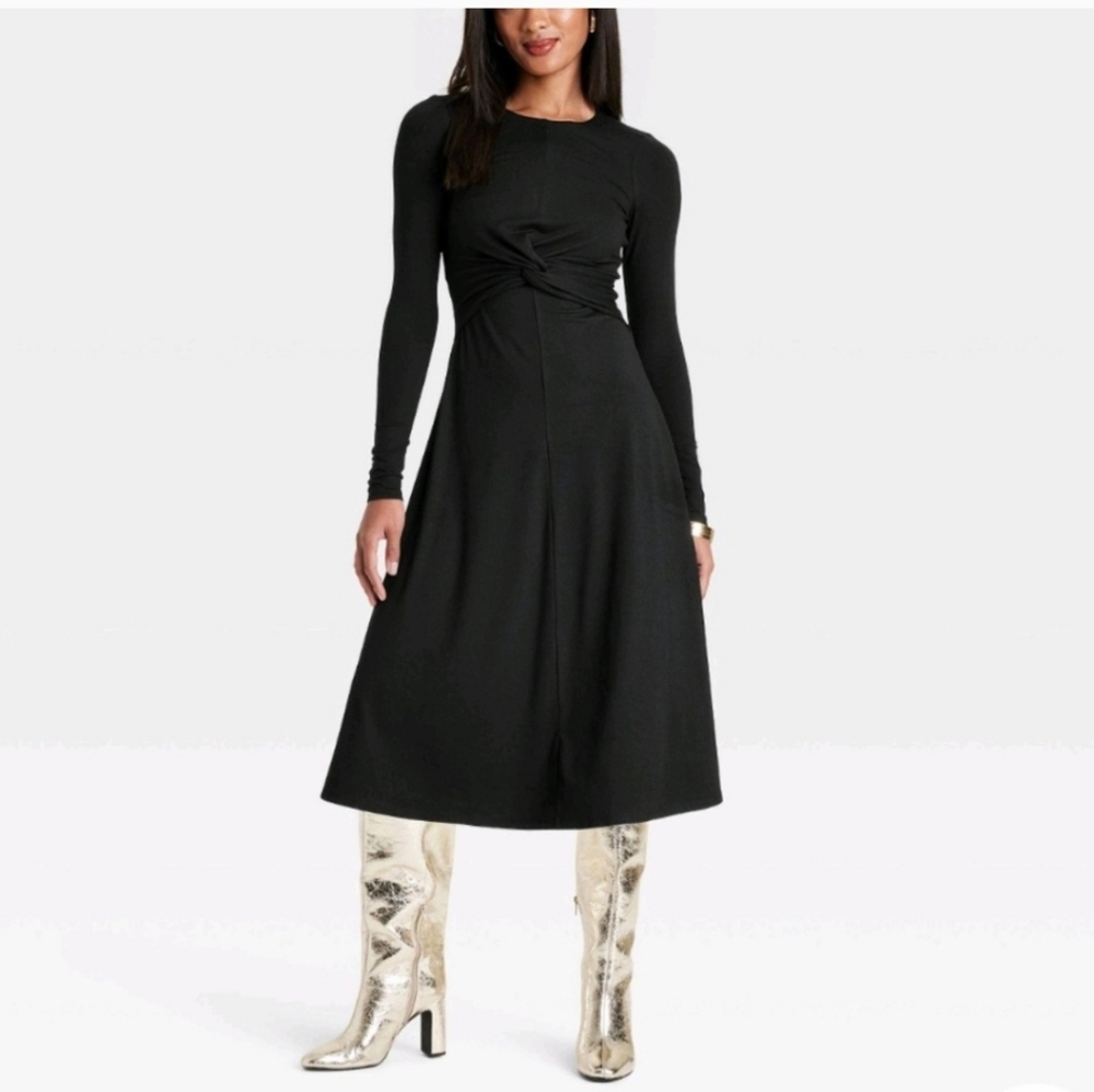 *Twist Front Midi Dress